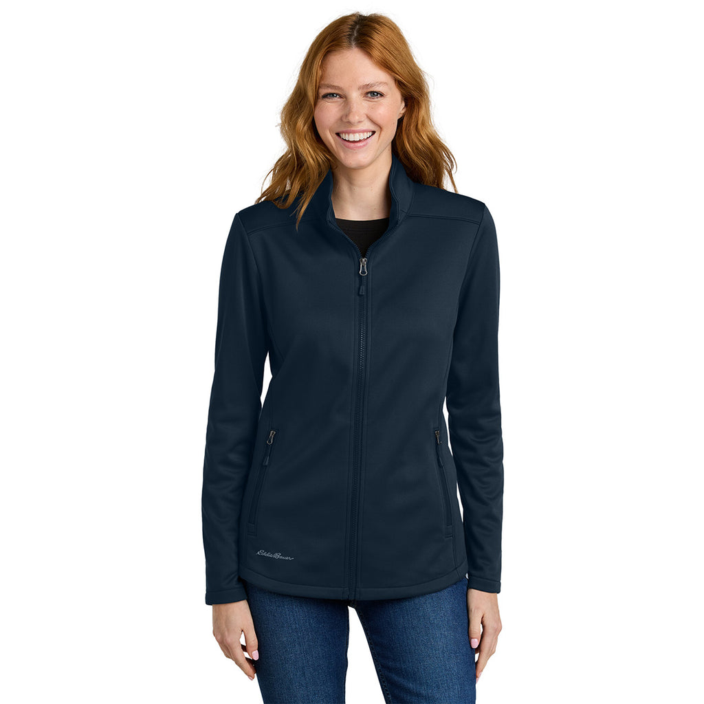 Eddie Bauer Women's River Blue Navy Smooth Mid Layer Fleece Full-Zip