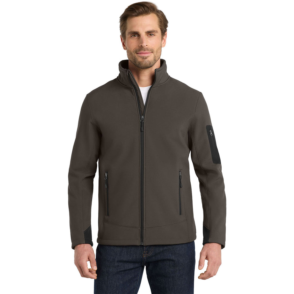 Eddie Bauer Men's Canteen Grey/Black Rugged Ripstop Softshell Jacket