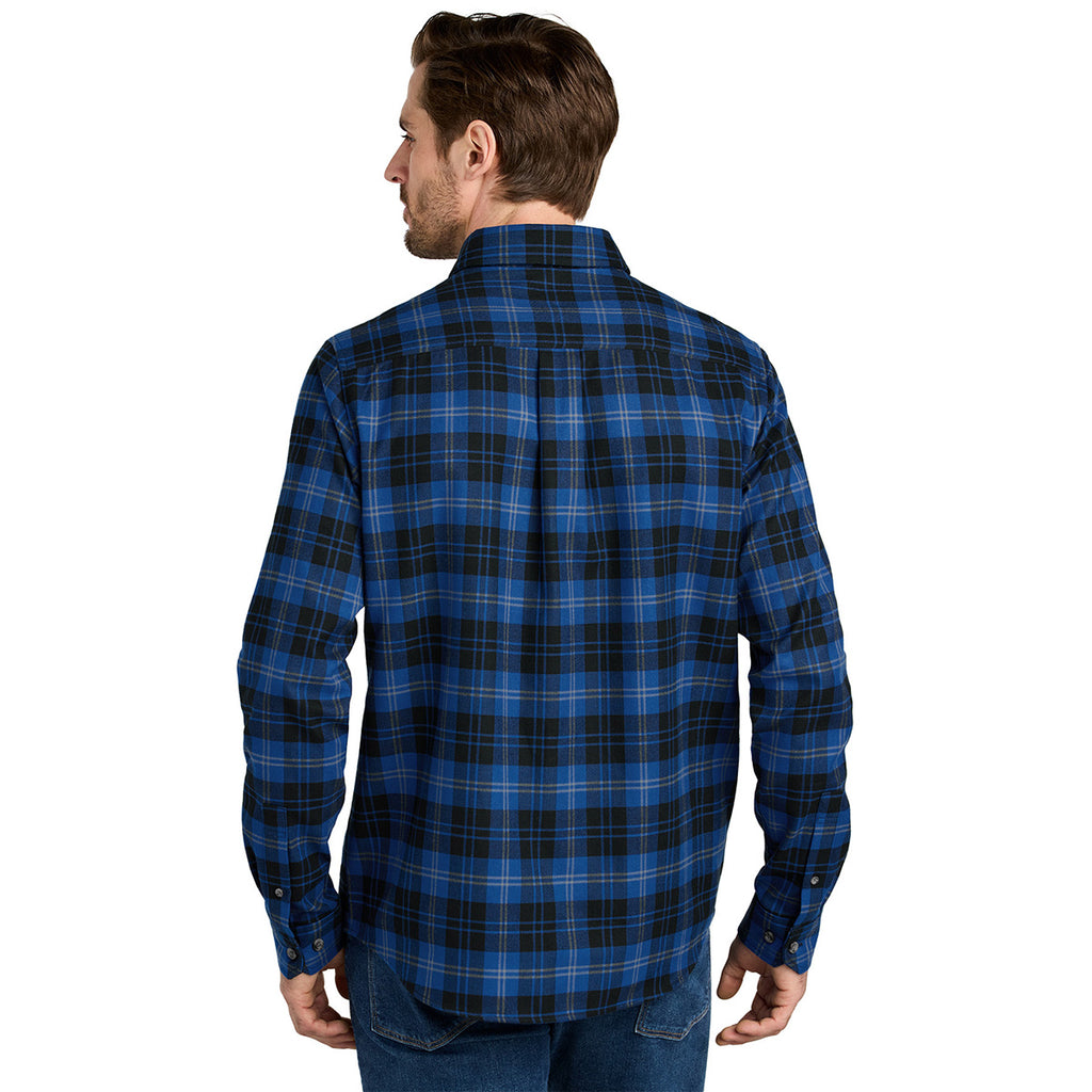 Eddie Bauer Men's Cobalt Tartan Long Sleeve Favorite Flannel Plaid Shirt