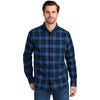 Eddie Bauer Men's Cobalt Tartan Long Sleeve Favorite Flannel Plaid Shirt