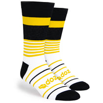 Pop Promos Yellow & Black Mixed Stripes Dress Socks