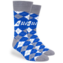 Pop Promos Blue & Grey Full Argyle Dress Socks