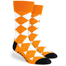 Pop Promos Orange & Black Logo Argyle Dress Socks