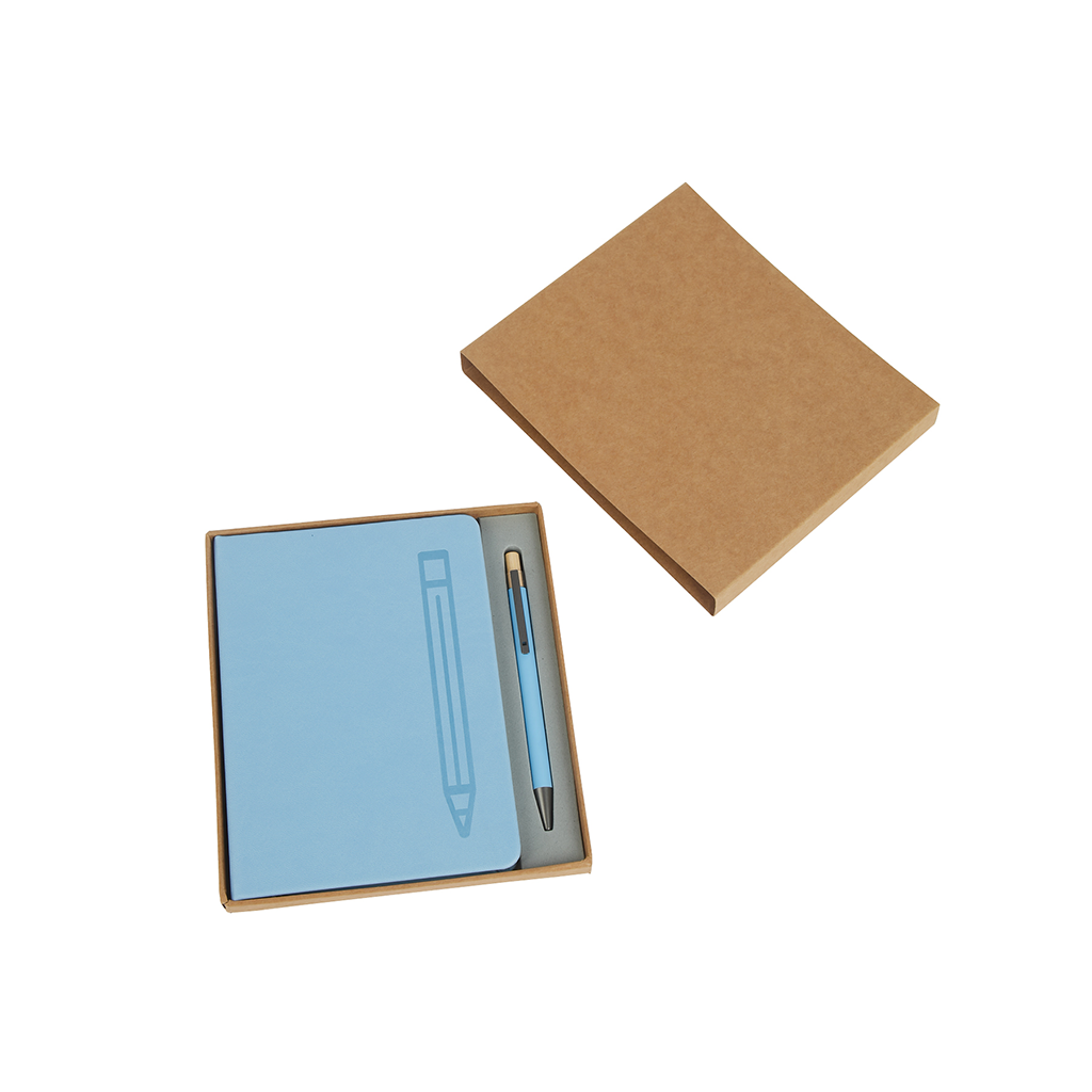 Logomark Light Blue Manhattan II Gift Set w/Magnetic Journal & Recycled Pen