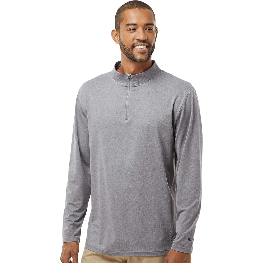 Oakley Men's New Granite Heather Team Issue Podium Quarter-Zip Pullover