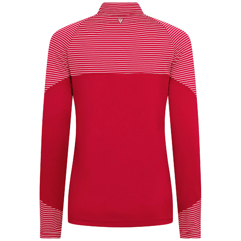 Levelwear Women's Flame Red Classic Stripes Pullover