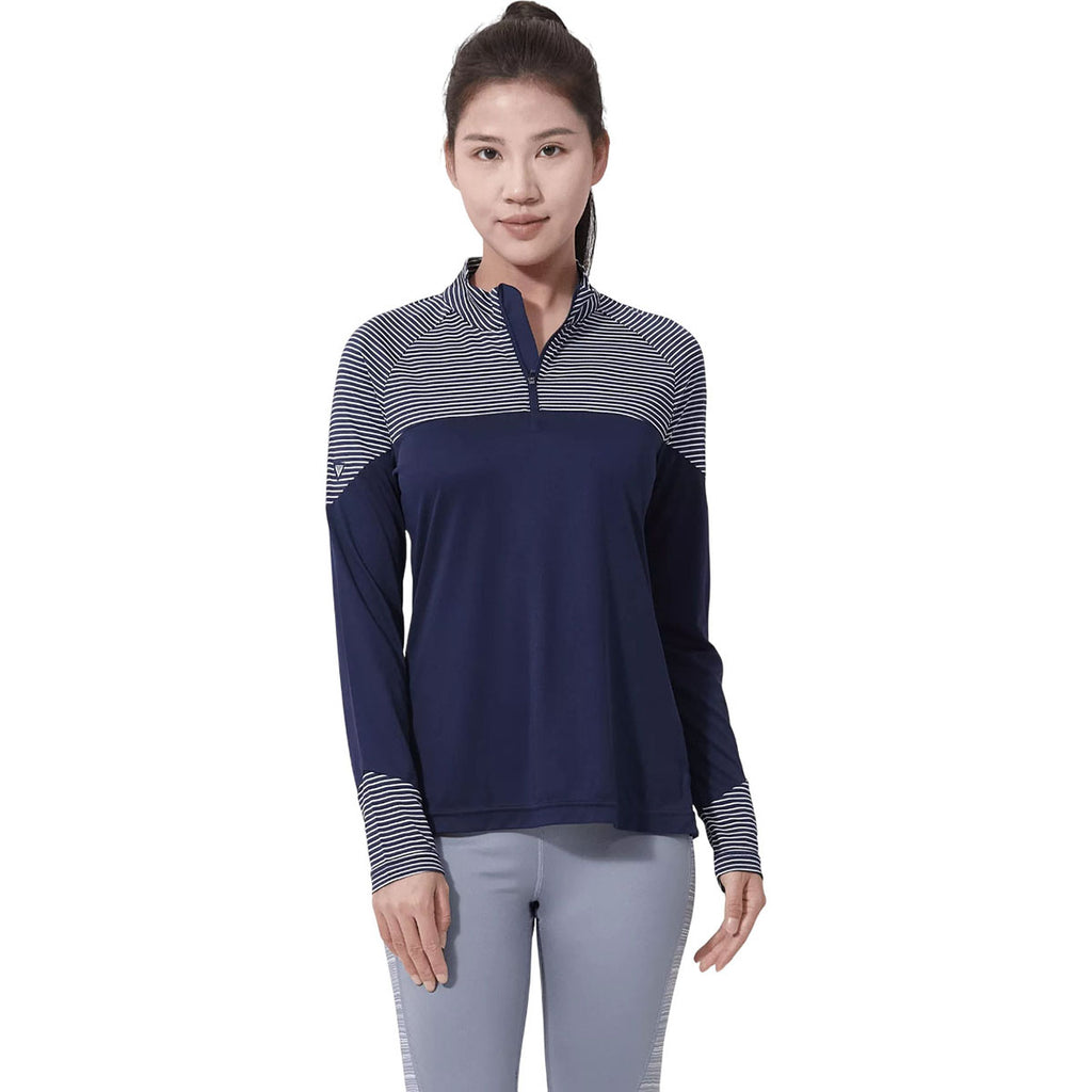 Levelwear Women's Navy Classic Stripes Pullover