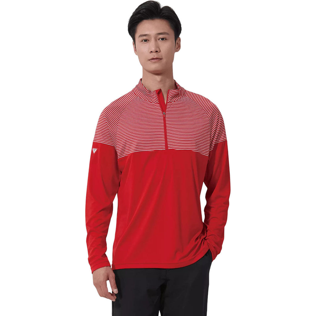 Levelwear Men's Flame Red Classic Stripes Pullover