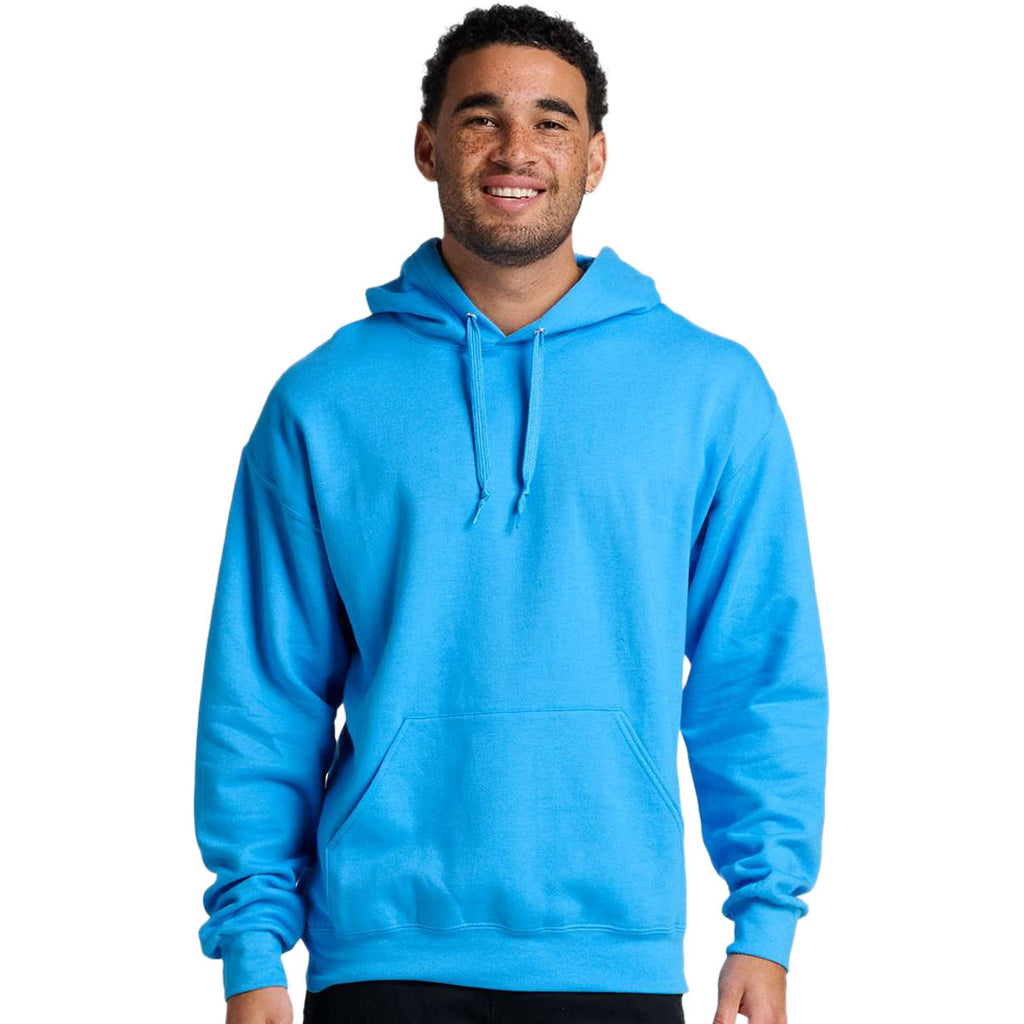Jerzees Unisex Soul Blue Heather Ultimate CVC Hooded Sweatshirt