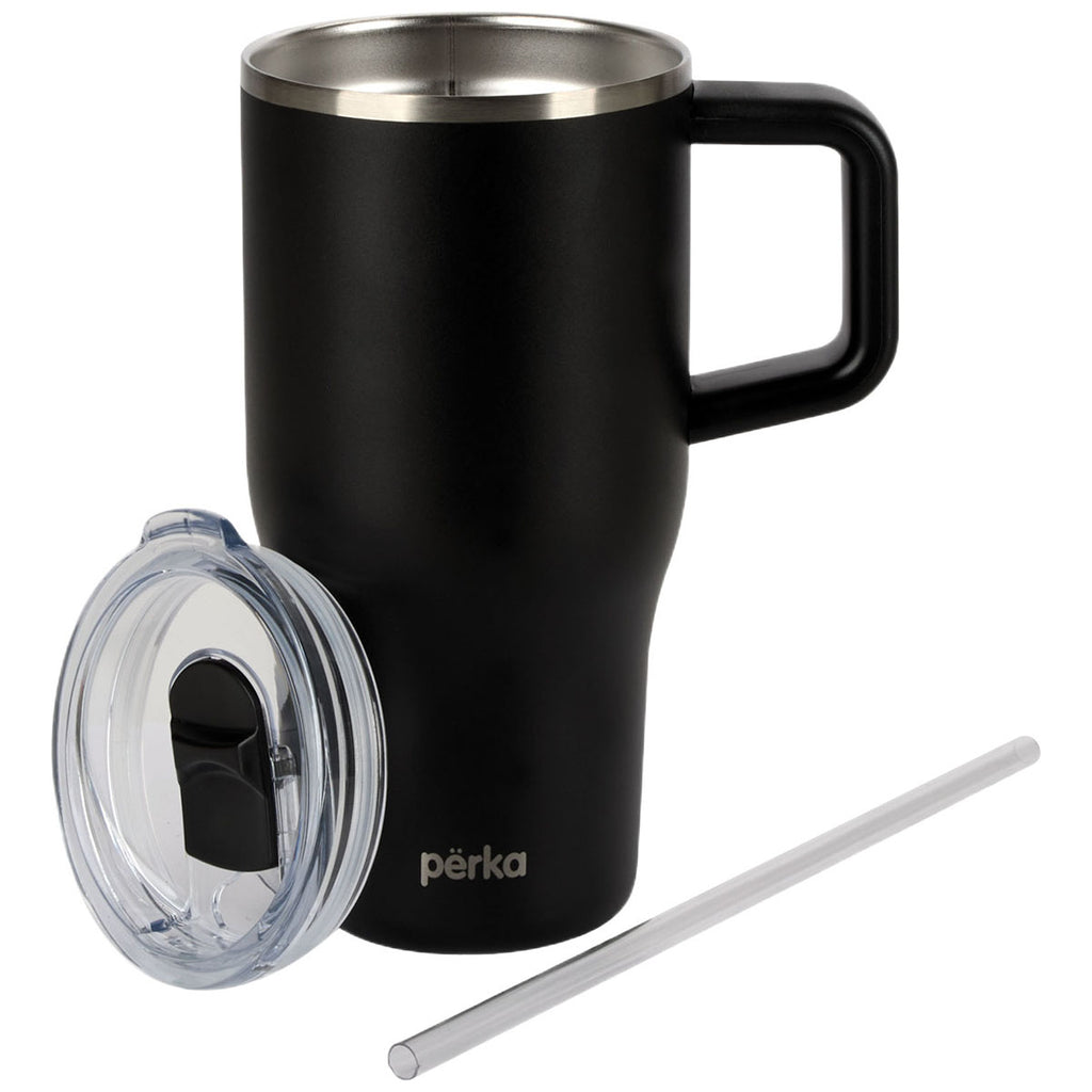 Perka Black Myrton 20 oz. Double Wall, Recycled Stainless Steel Travel Mug