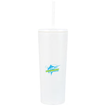 Logomark White Bayard 24 oz. Double Wall Steel/PP Liner Straw Tumbler