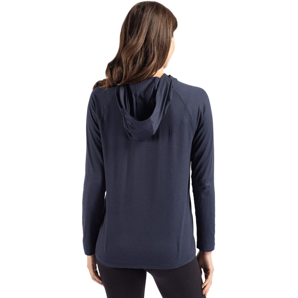 Cutter & Buck Women's Navy Blue Coastline Epic Comfort Eco Recycled Hooded Shirt