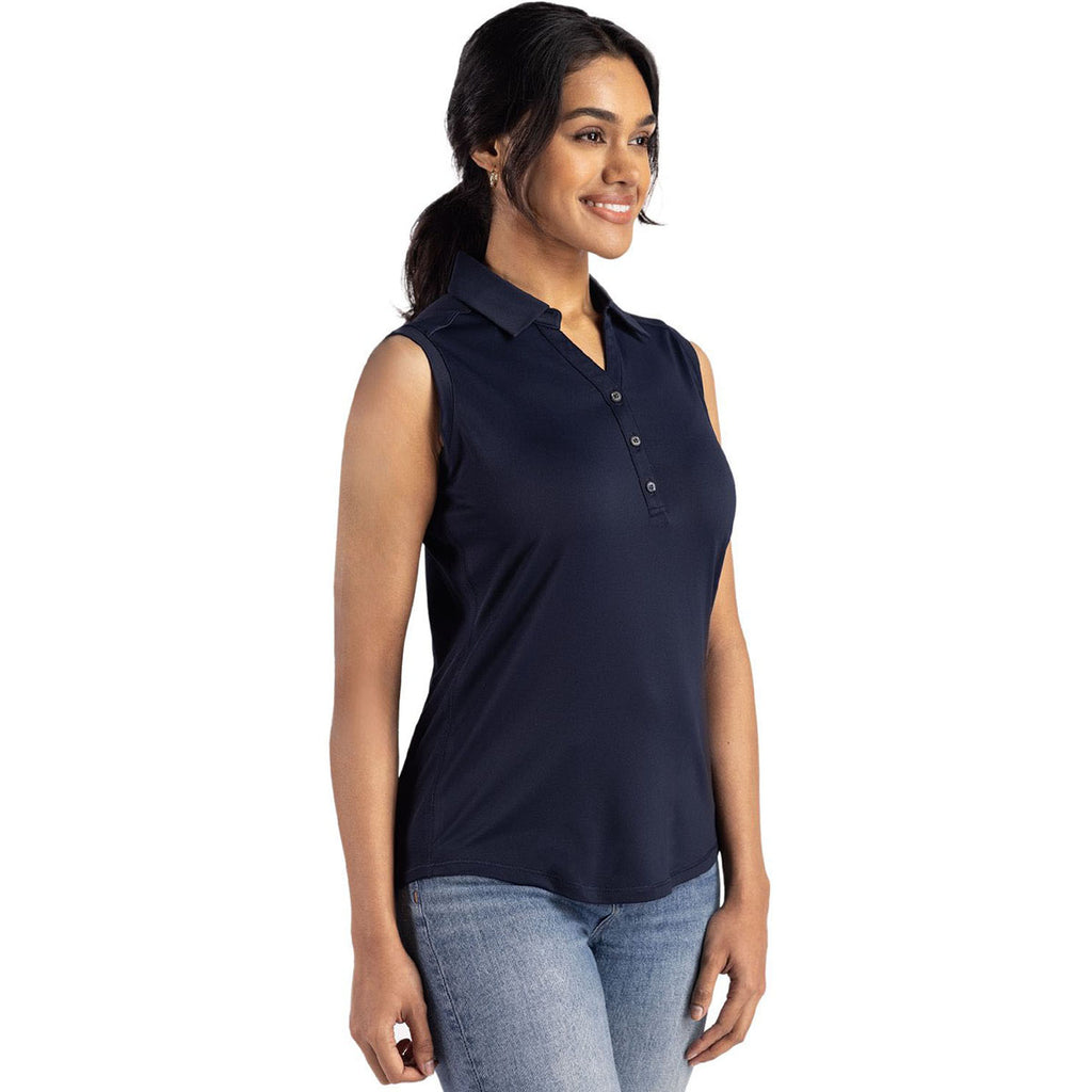 Cutter & Buck Women's Navy Blue Forge Eco Stretch Recycled Sleeveless Polo