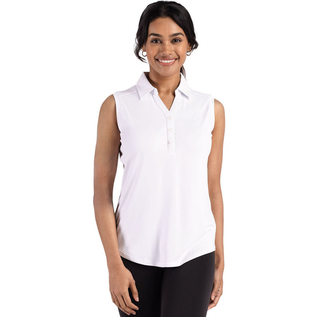 Cutter & Buck Women's White Forge Eco Stretch Recycled Sleeveless Polo