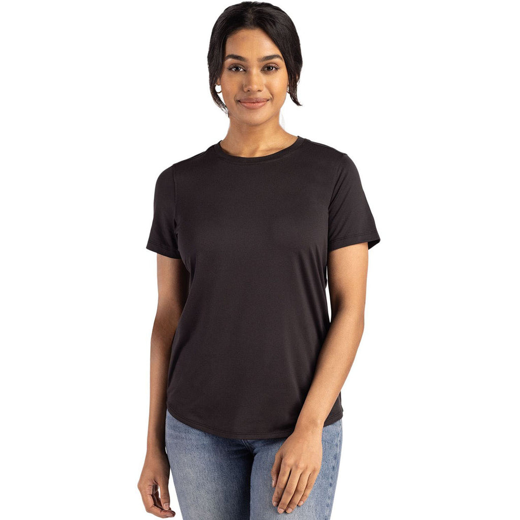 Cutter & Buck Women's Black Coastline Epic Comfort Recycled Short Sleeve Tee