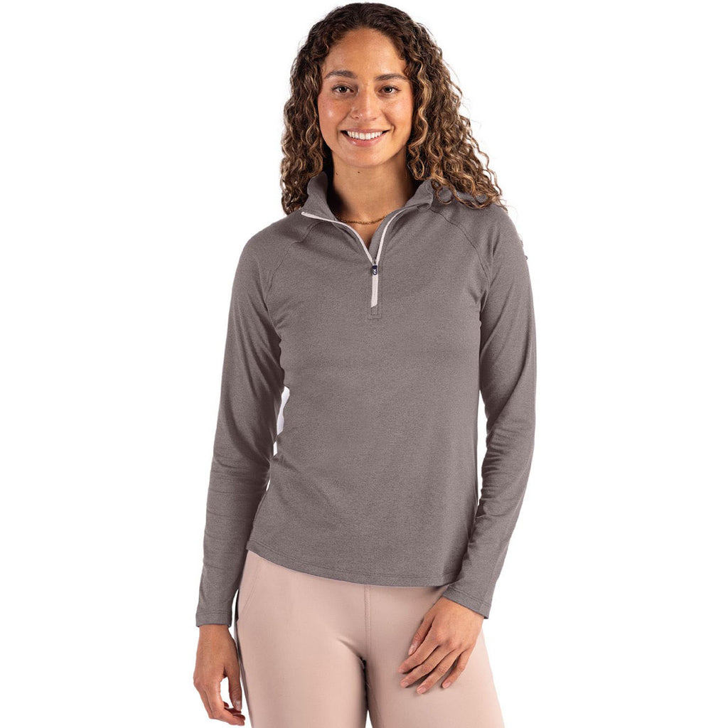 Cutter & Buck Women's Elemental Grey Coastline Epic Comfort Recycled Quarter Zip