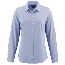 Cutter & Buck Women's Tour Blue/White Skyline Epic Confidence Recycled Pinstripe Long Sleeve Dress Shirt