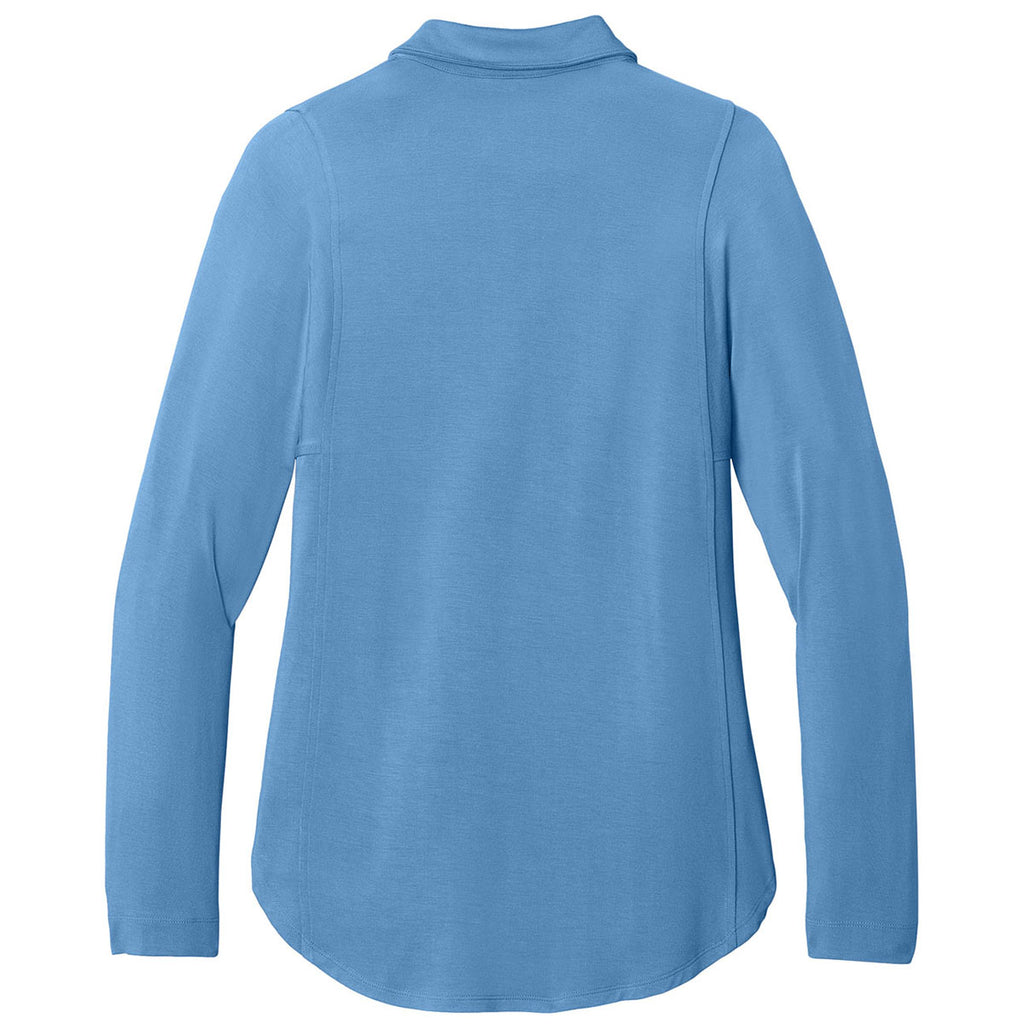 Port Authority Women's Carolina Blue Luxe Knit Button Tunic
