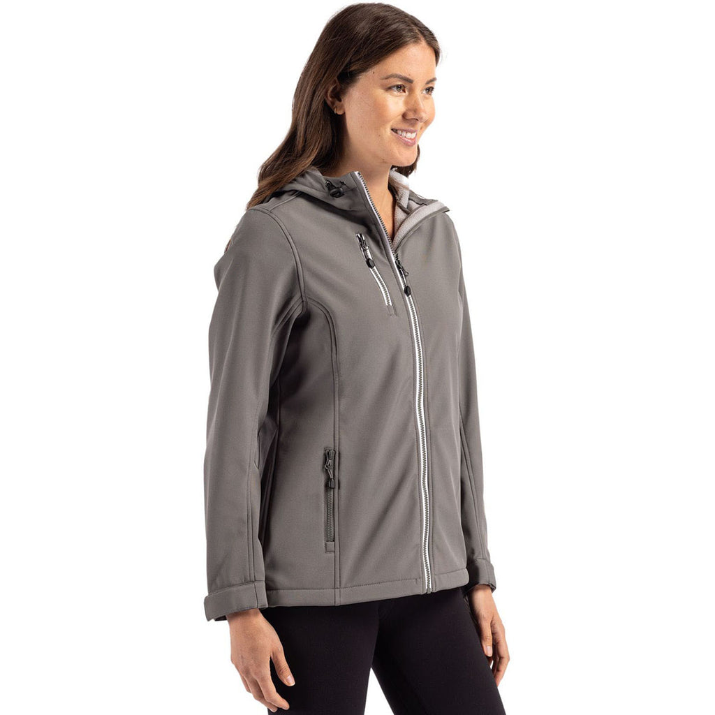 Clique Women's Pure Slate Telemark Eco Stretch Softshell Full Zip Hooded Jacket