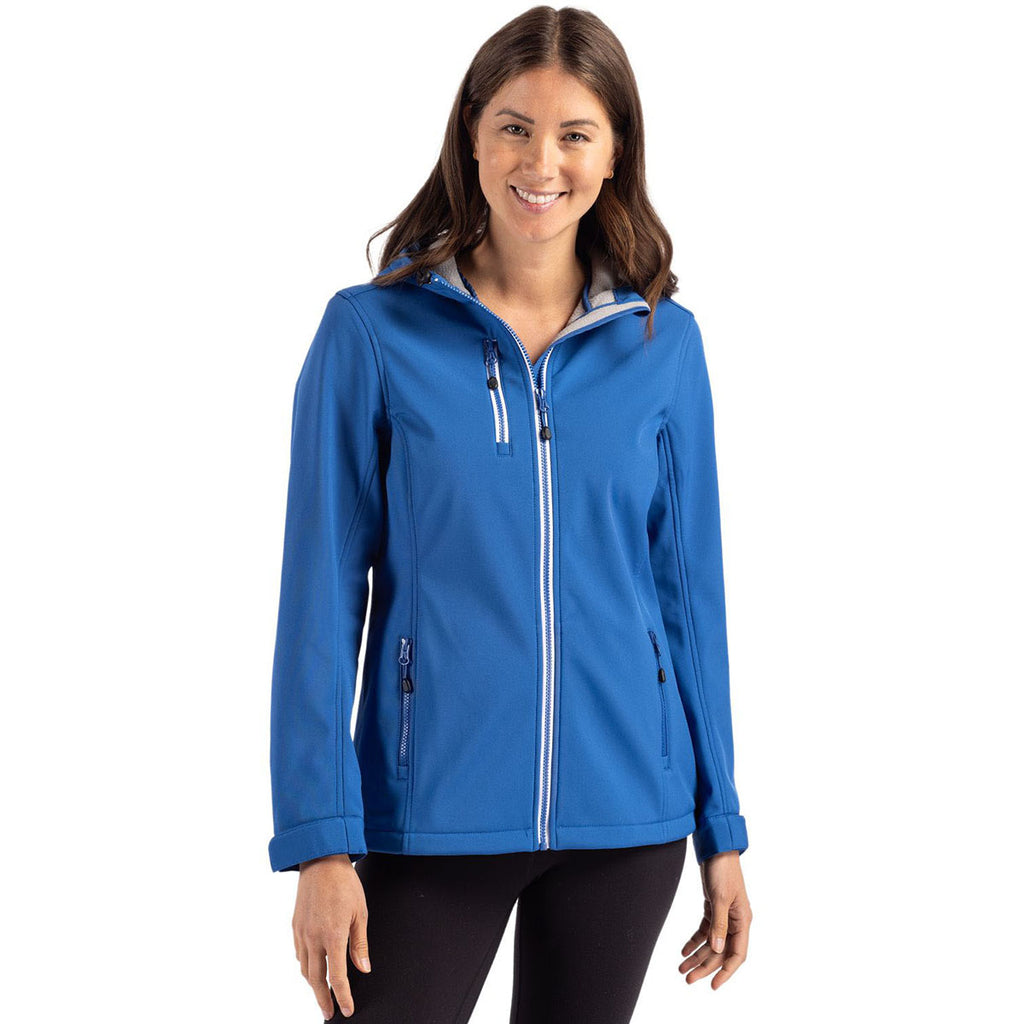 Clique Women's Royal Blue Telemark Eco Stretch Softshell Full Zip Hooded Jacket