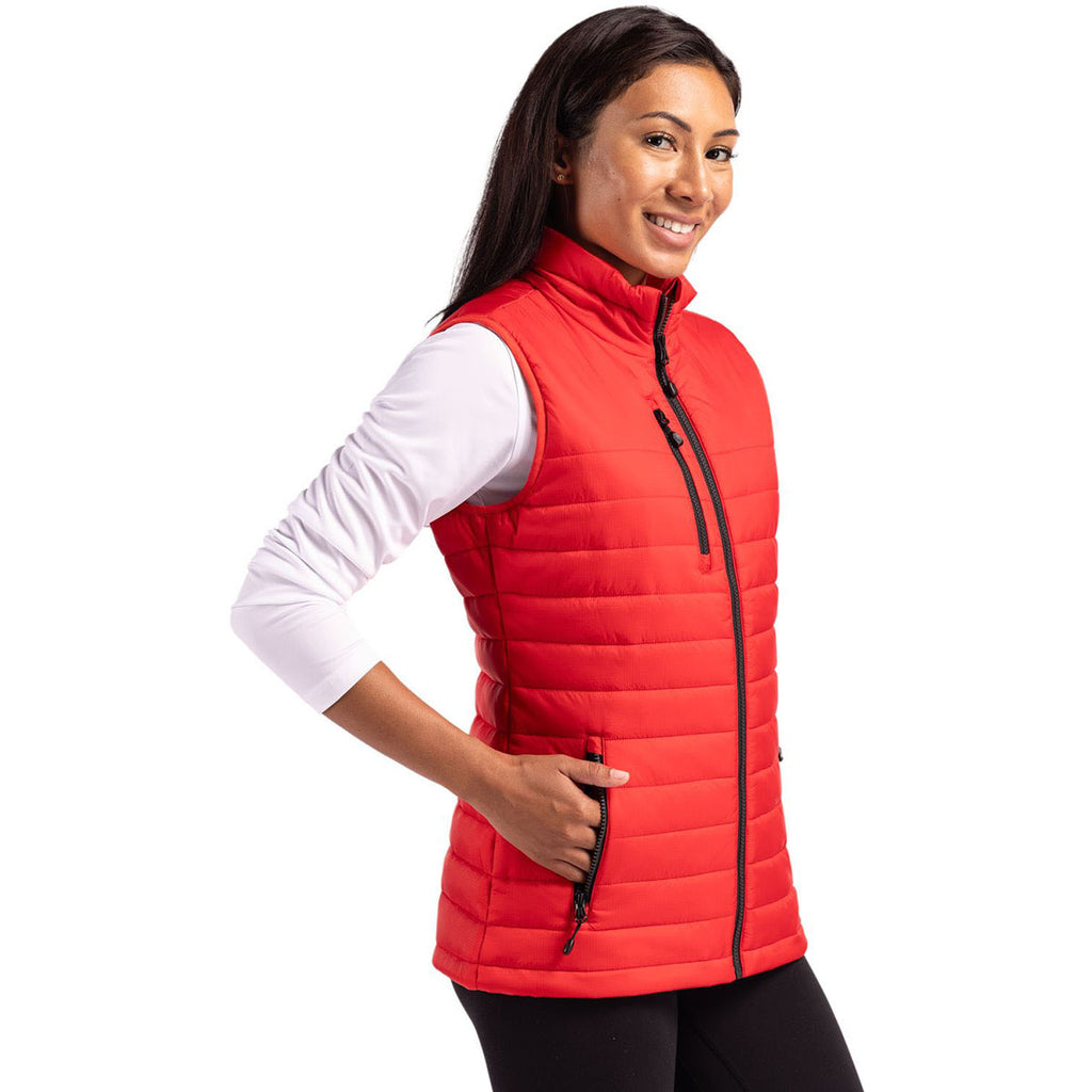 Clique Women's Red Valhalla Full Zip Puffer Vest