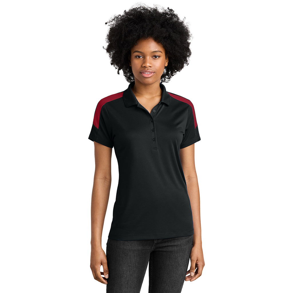 Sport-Tek Women's Black/ Deep Red Competitor United Polo