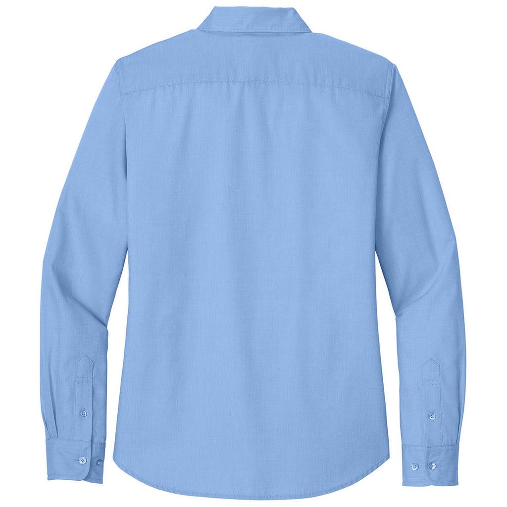 Port Authority Women's Swiss Blue Long Sleeve Nailhead Easy Care Shirt