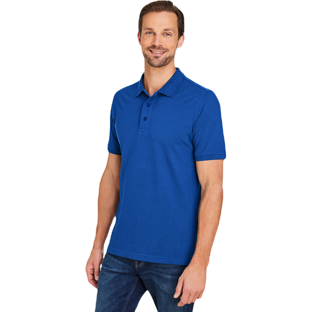 Harriton Men's True Royal Valiant Cotton Snag Protect Polo