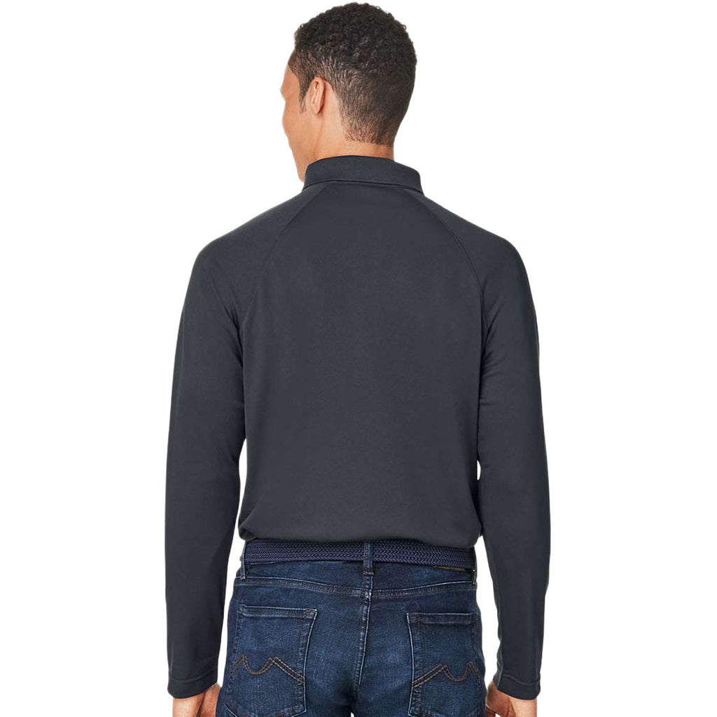 Harriton Men's Dark Charcoal Charge Snag and Soil Protect Long Sleeve Polo