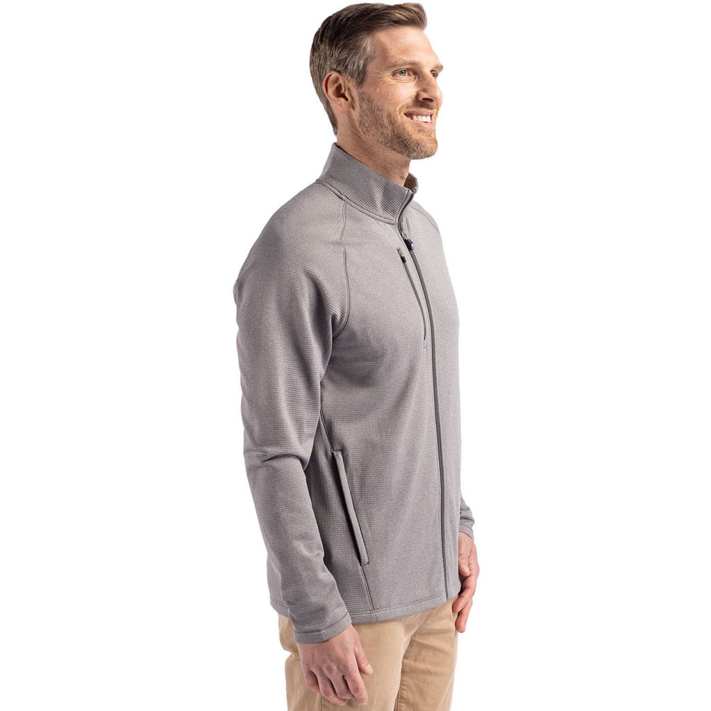 Cutter & Buck Men's Elemental Grey Heather Peshastin Fleece Recycled Full Zip Jacket