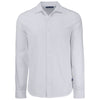 Cutter & Buck Men's White Advantage Tri-Blend Eco Soft Pique Long Sleeve Knitted Button Down