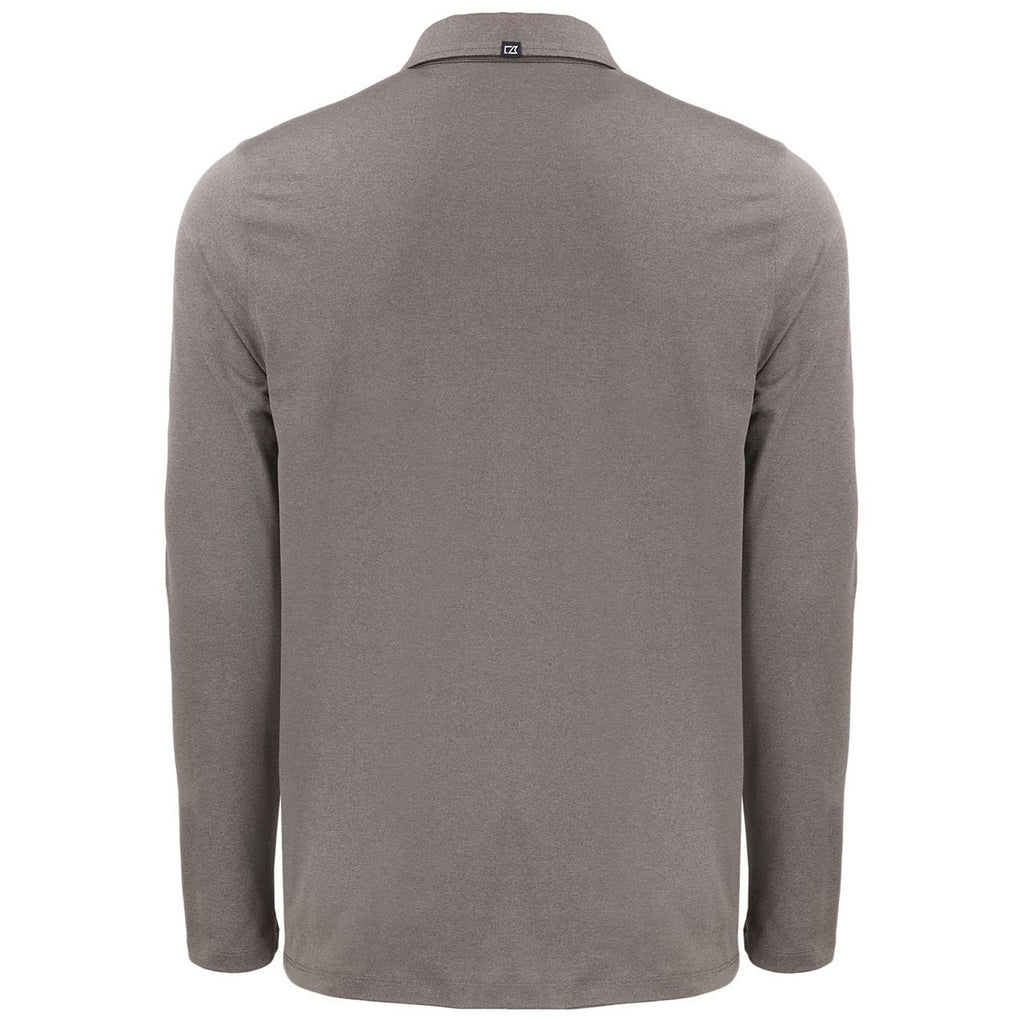 Cutter & Buck Men's Elemental Grey Coastline Epic Comfort Recycled Long Sleeve Polo