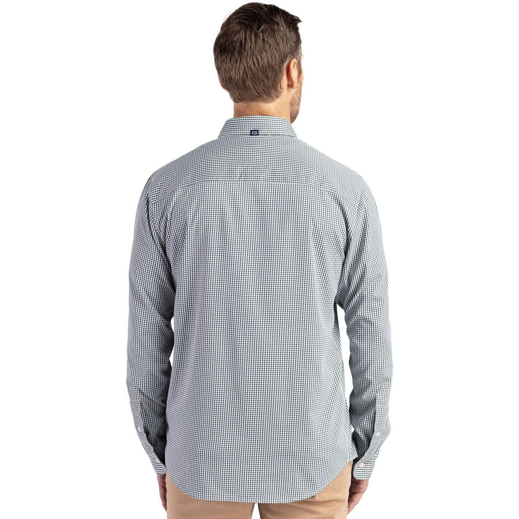Cutter & Buck Men's Hunter/White Skyline Epic Confidence Recycled Gingham Long Sleeve Dress Shirt