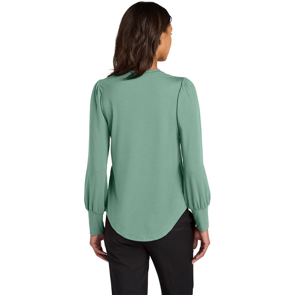 Mercer+Mettle Women's Sage Stretch Jersey Long Sleeve Blouson Top