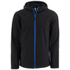 Clique Men's Black/Royal Blue Tempo Recycled Stretch Softshell Hooded Jacket