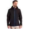 Clique Men's Black/Royal Blue Tempo Recycled Stretch Softshell Hooded Jacket