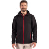 Clique Men's Black/Red Tempo Recycled Stretch Softshell Hooded Jacket
