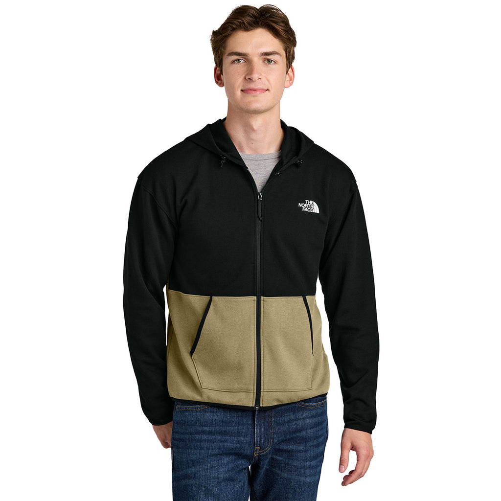 The North Face Men's Khaki Stone/ TNF Black Double-Knit Full-Zip Hoodie