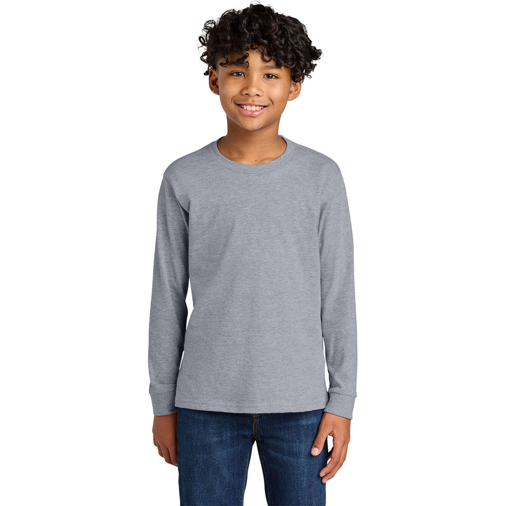 Next Level Youth Heather Gray Cotton Long Sleeve Tee