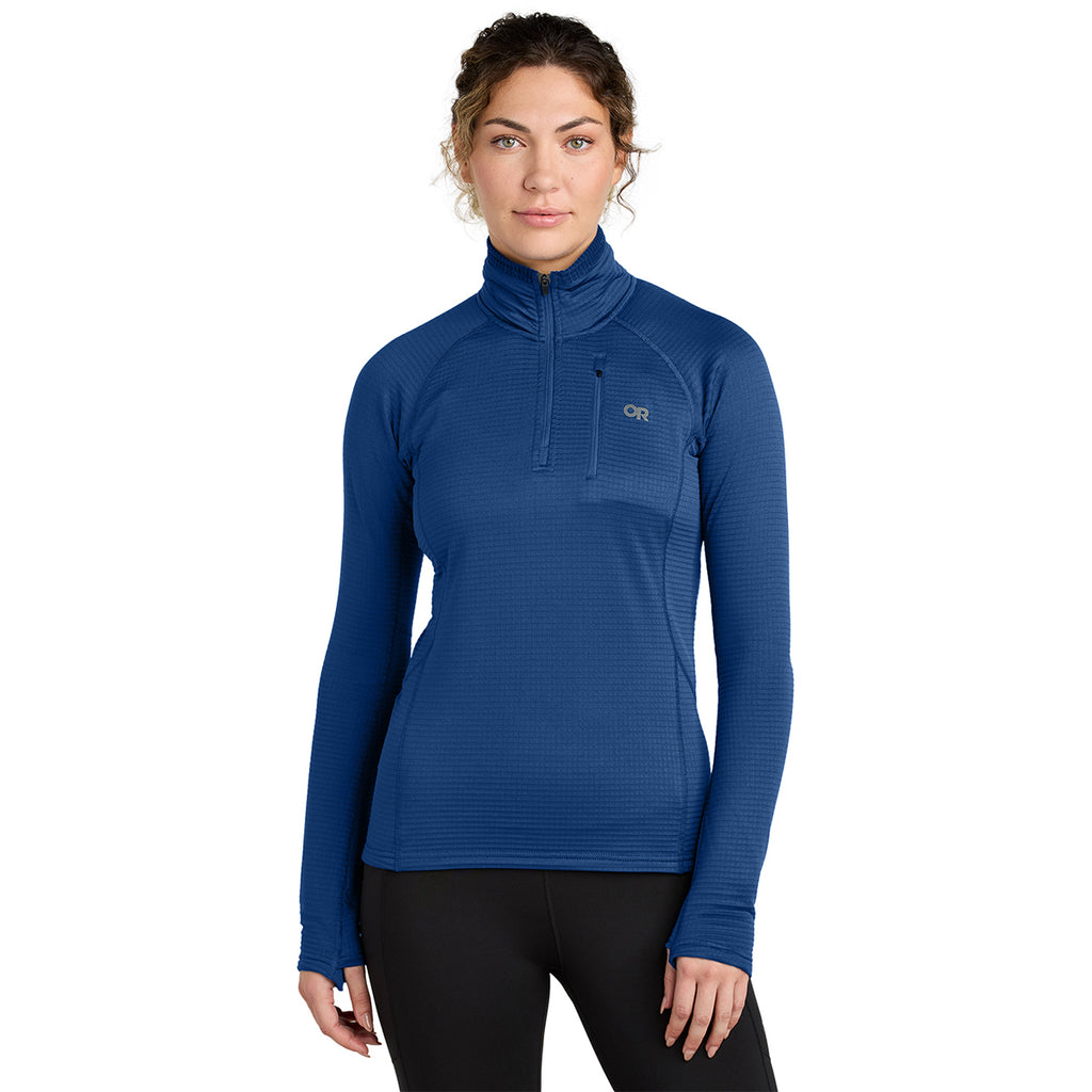 Outdoor Research Women's Galaxy Blue Tech Grid 1/4-Zip Fleece