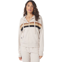 Glyder Women's Oatmilk Tonal Stripes Vintage Oversized Zip up