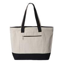 Q-Tees Black/Natural 19L Zippered Tote