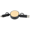 Bullet Black FSC 100% Bamboo Retractable 5-in-1 Charging Cable
