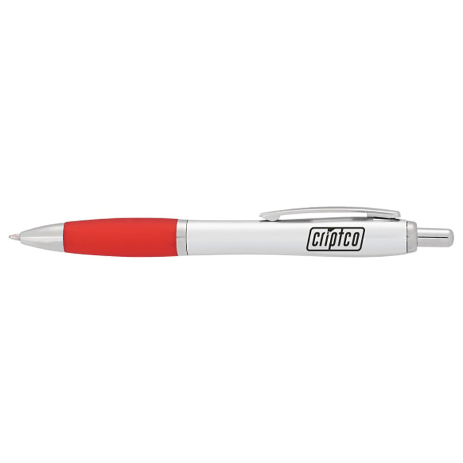 Bullet Silver Barrel w/Red Grip Nash Retractable Ballpoint Pen