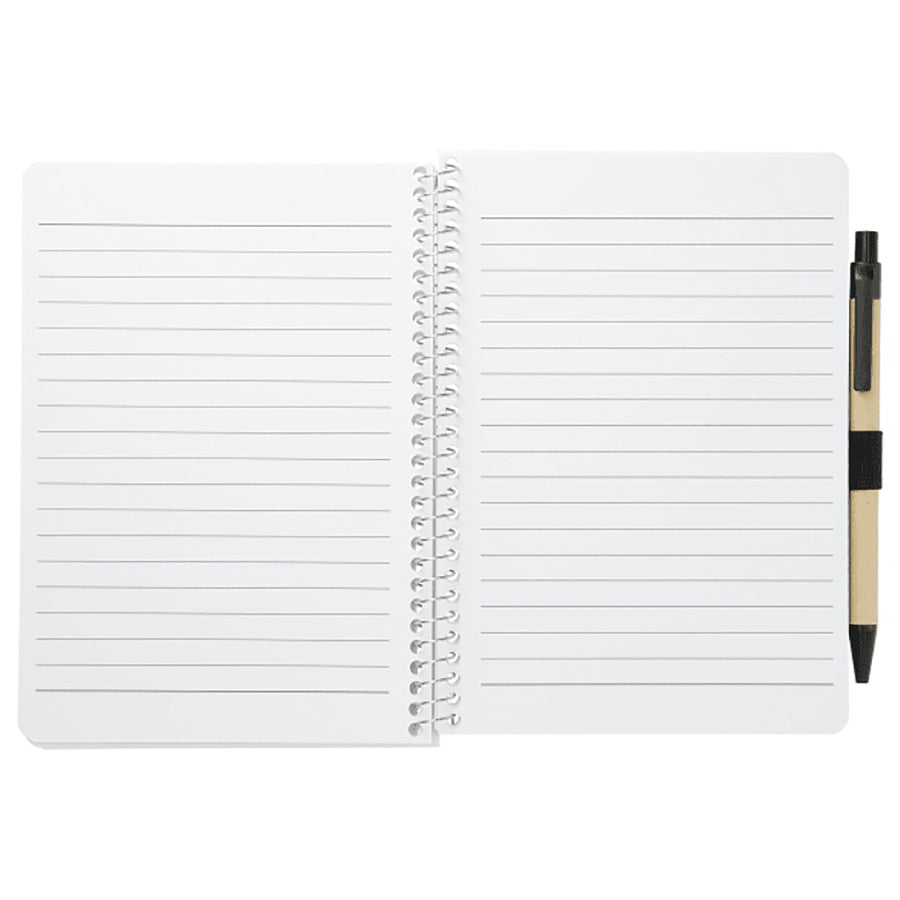 Bullet Black 5'' x 7'' FSC Mix Spiral Notebook with Pen