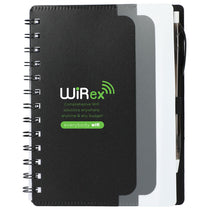 Bullet Black Recycled Dual Pocket Spiral Notebook W/ Pen