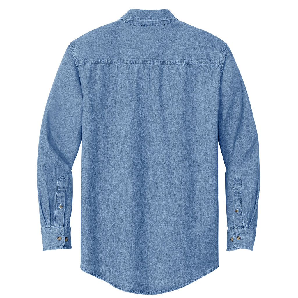 Port & Company Men's Faded Blue Long Sleeve Denim Shirt