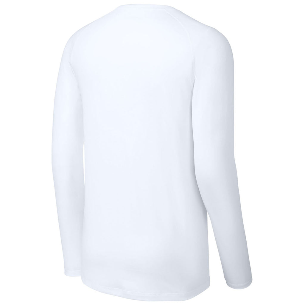 Sport-Tek Men's White PosiCharge Compression Long Sleeve Tee