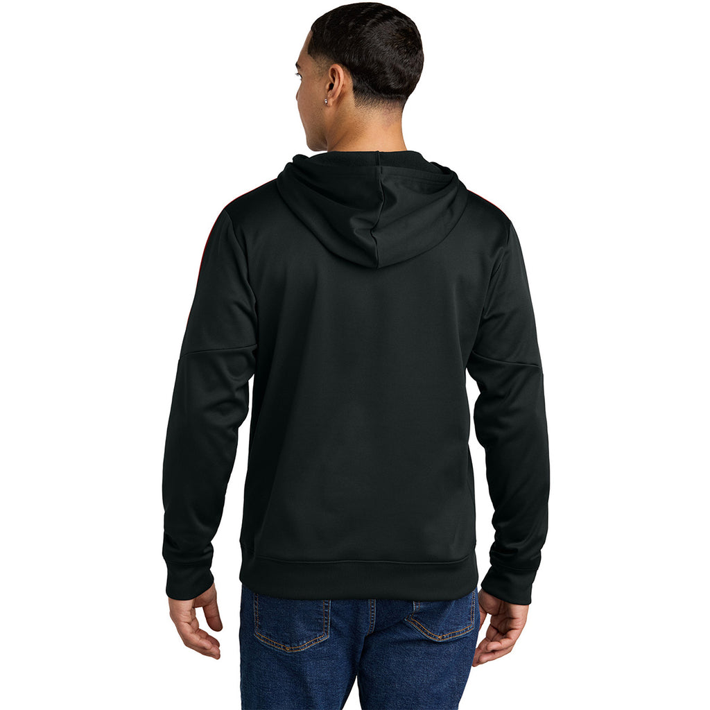 Sport-Tek Men's Black/ Deep Red Sport-Wick Fleece United Pullover Hoodie