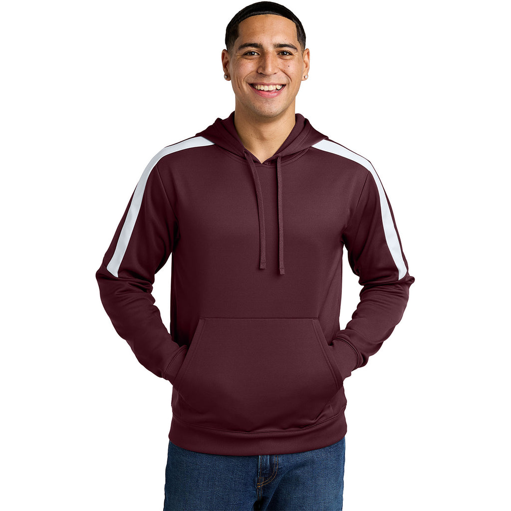 Sport-Tek Men's Maroon/ White Sport-Wick Fleece United Pullover Hoodie